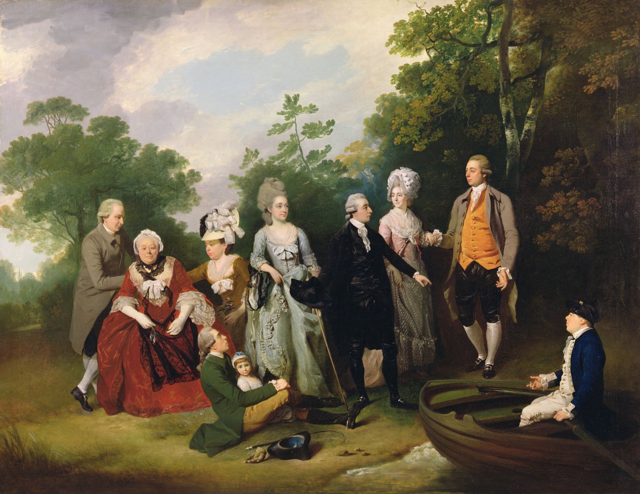 As famílias Oliver e Ward em um jardim, c.1788 de Francis Wheatley