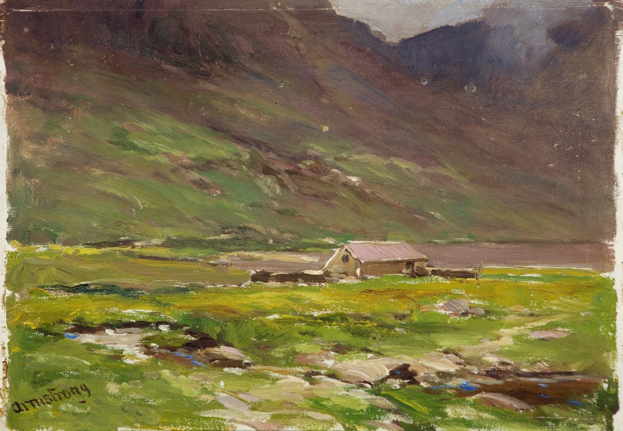 Lago Ogwen (óleo sobre painel) de Francis Abel William Taylor Armstrong