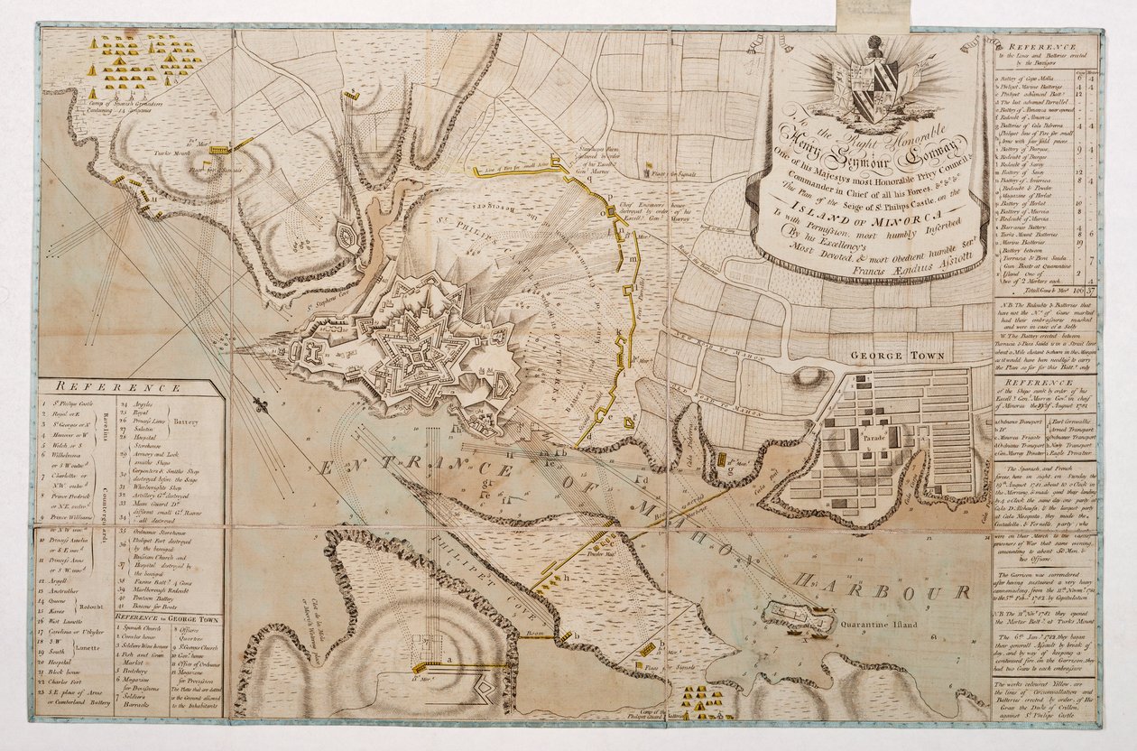 Plano do cerco do castelo de St. Philips, na ilha de Minorca de Francis Aegidius Assiotti