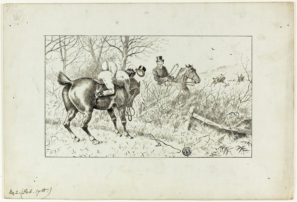 Cena de caça: Cavalo e cavaleiro atirado de Francis Arthur Fraser