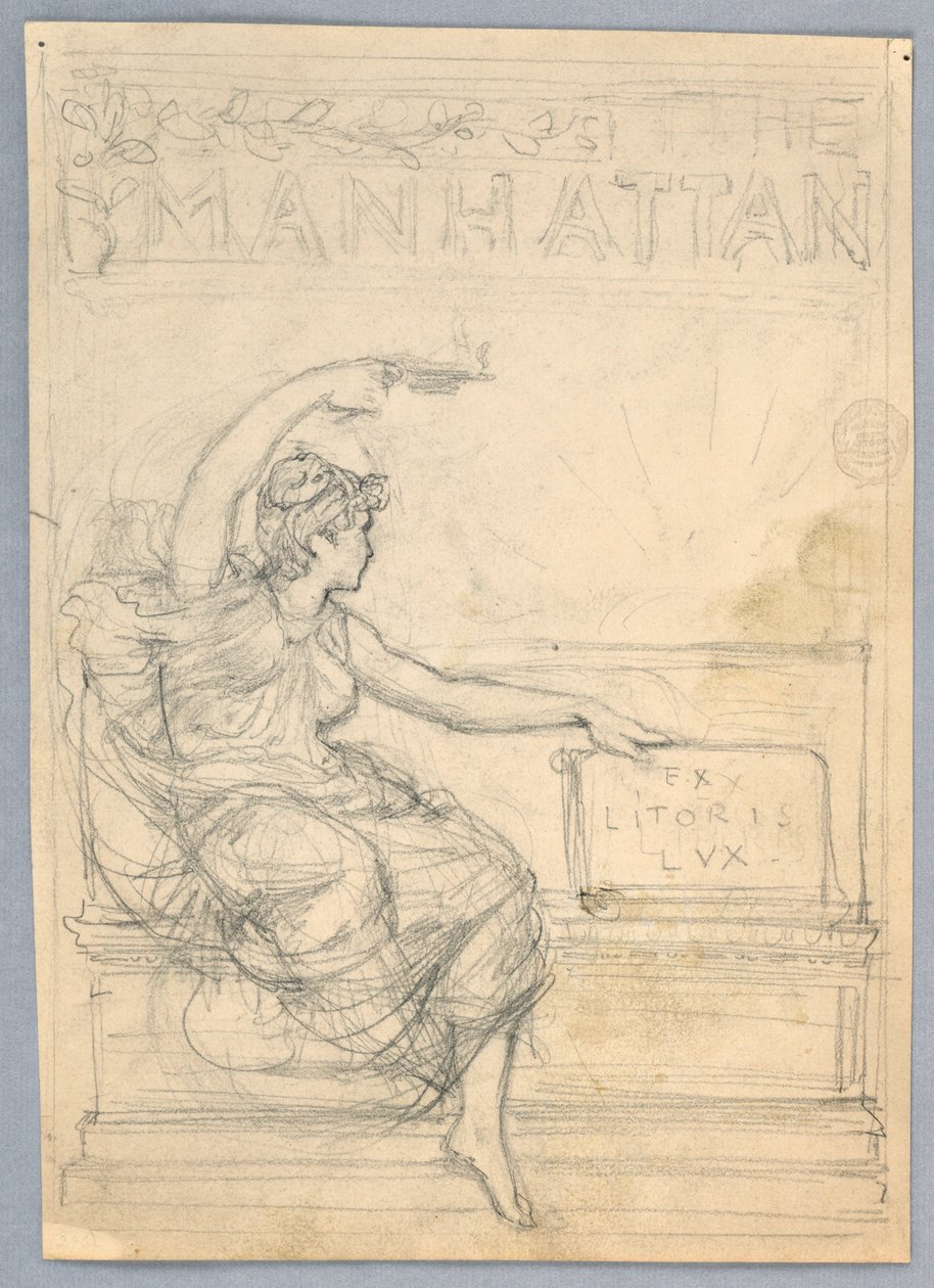 Design para a capa da Manhattan Illustrated Monthly Magazine de Francis Augustus Lathrop