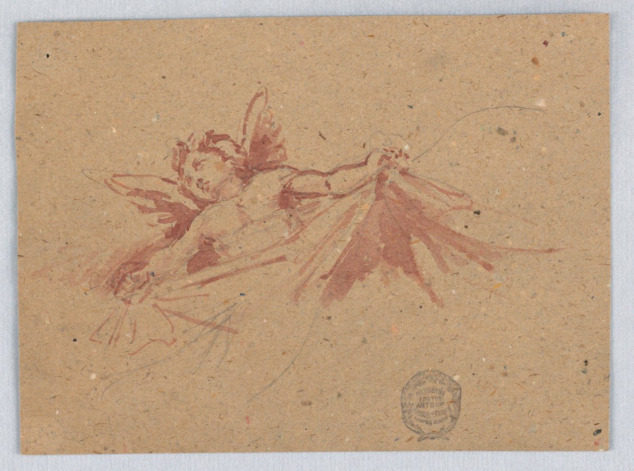 Esboço de Putti com cortinas de Francis Augustus Lathrop