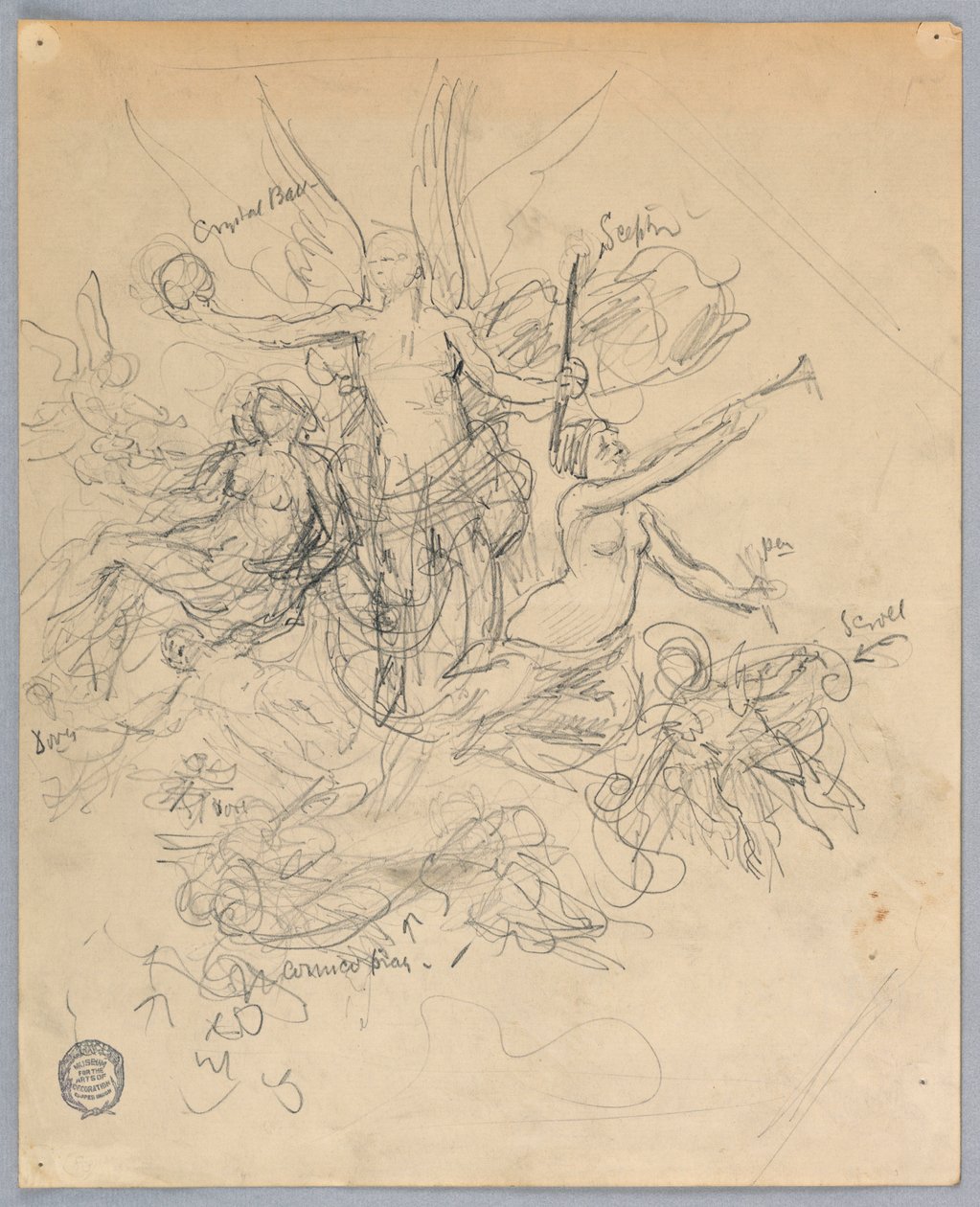 Esboço de Figura Alada, Possivelmente Fortuna de Francis Augustus Lathrop