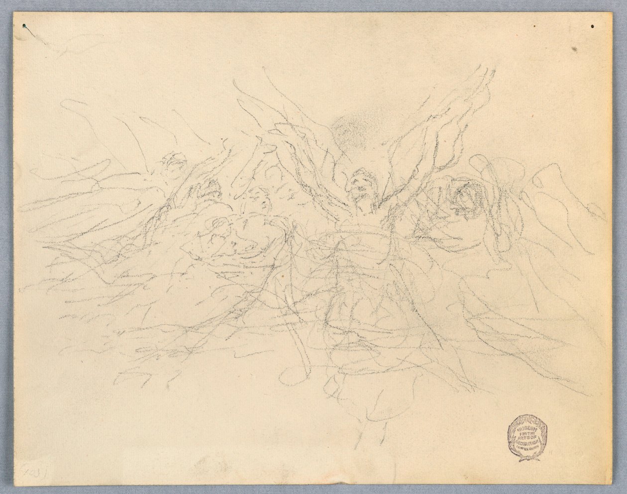 Esboço de anjos adoradores de Francis Augustus Lathrop