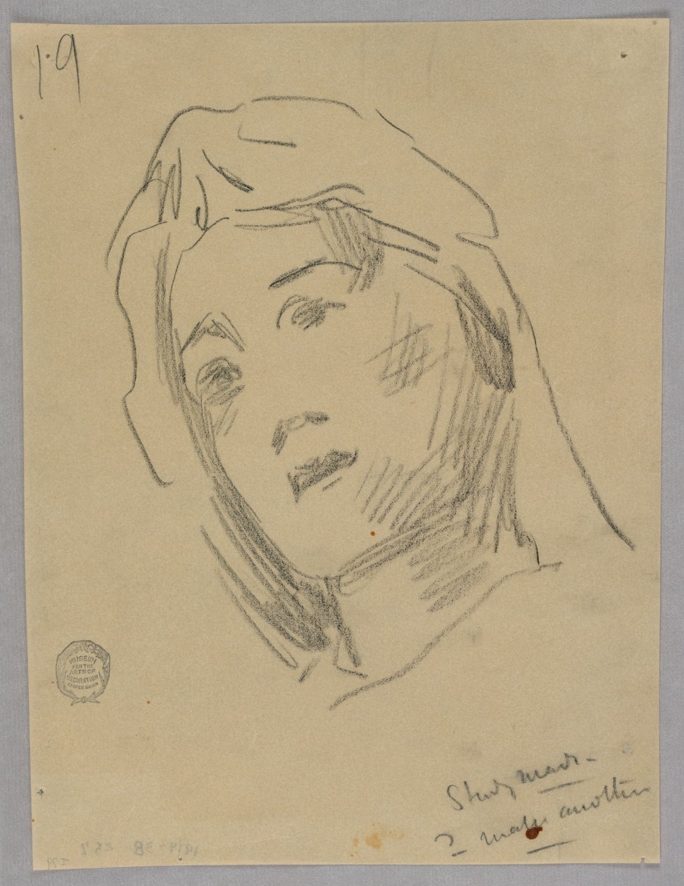 Esboço da cabeça de uma mulher de Francis Augustus Lathrop
