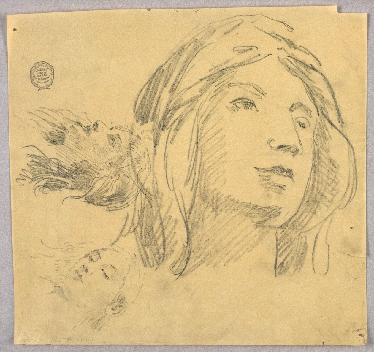 Esboços de três cabeças de Francis Augustus Lathrop