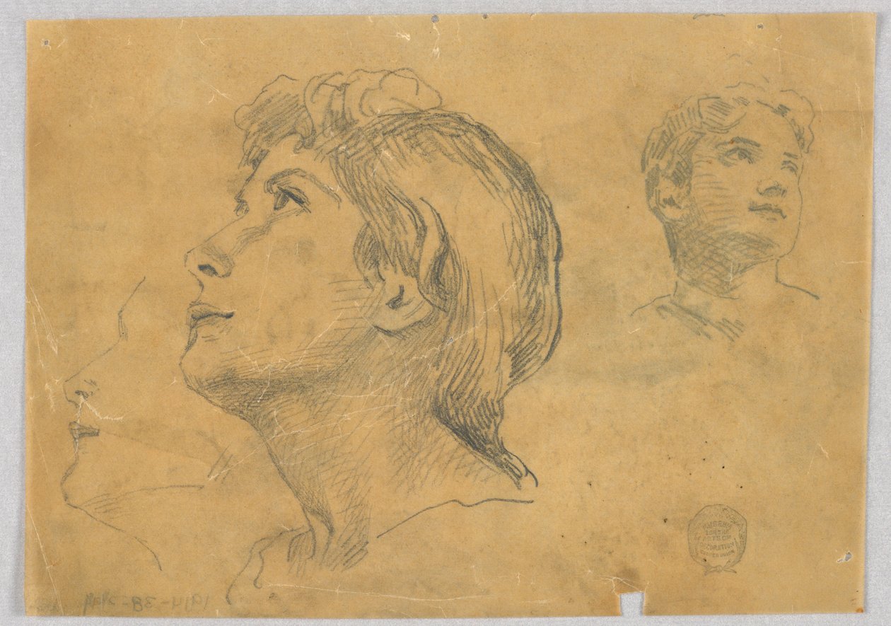 Esboços de duas cabeças de Francis Augustus Lathrop