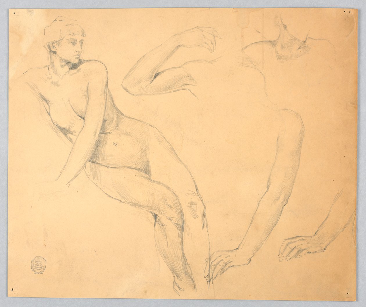 Esboços de um nu feminino e braços de Francis Augustus Lathrop