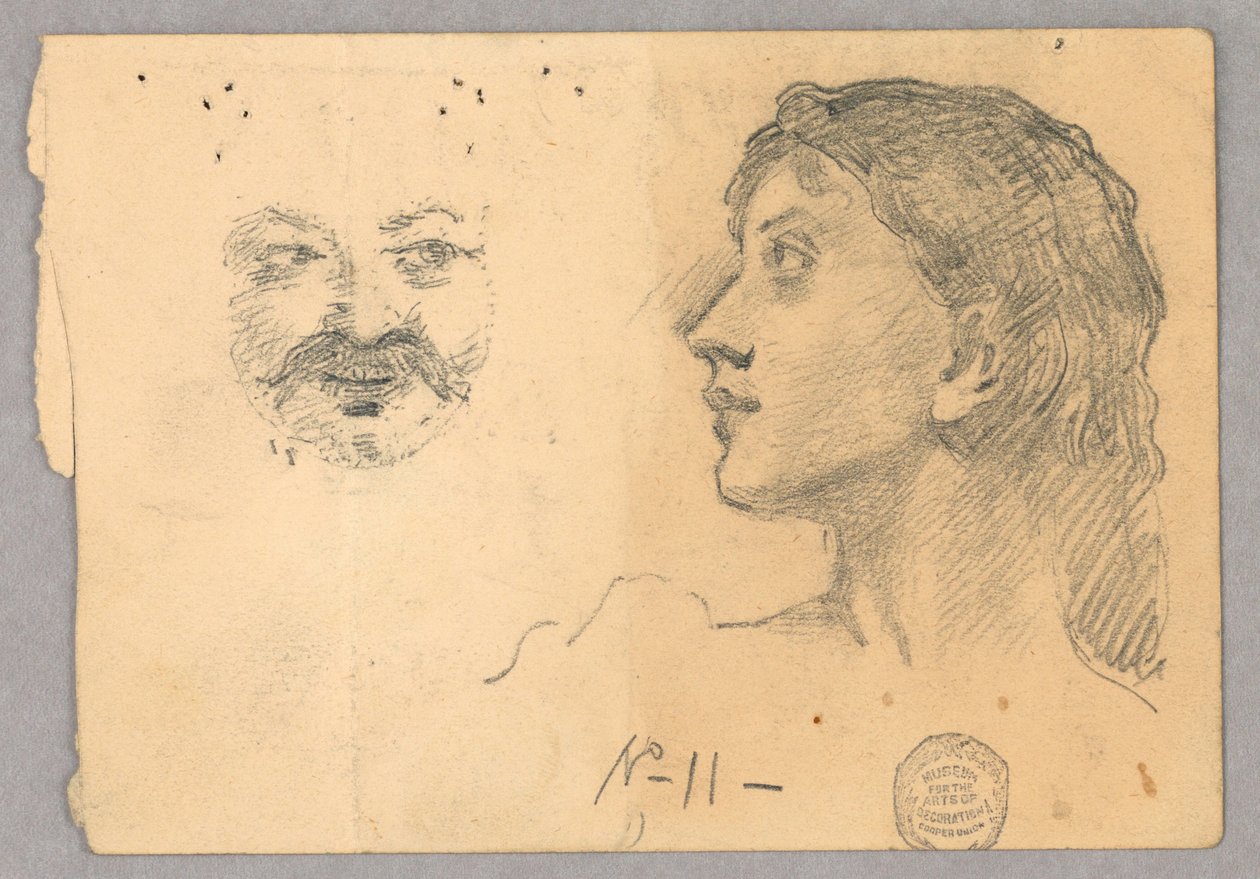 Cabeça de mulher e um rosto de Francis Augustus Lathrop