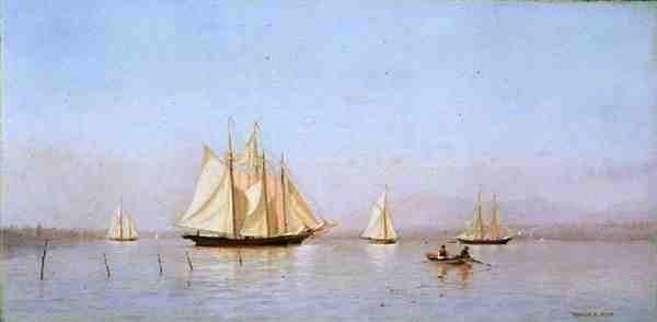 Haverstraw Bay sobre o Hudson (óleo sobre tela) de Francis Augustus Silva