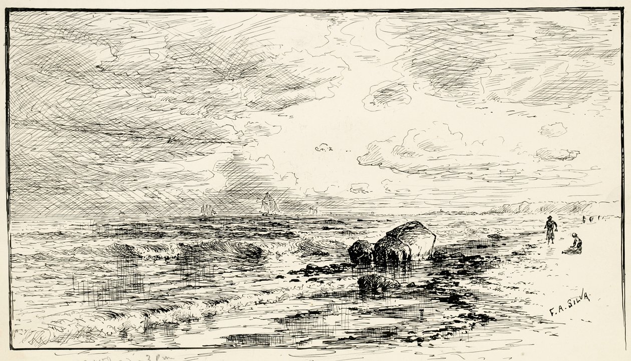 A praia perto de Point Judith, Rhode Island de Francis Augustus Silva