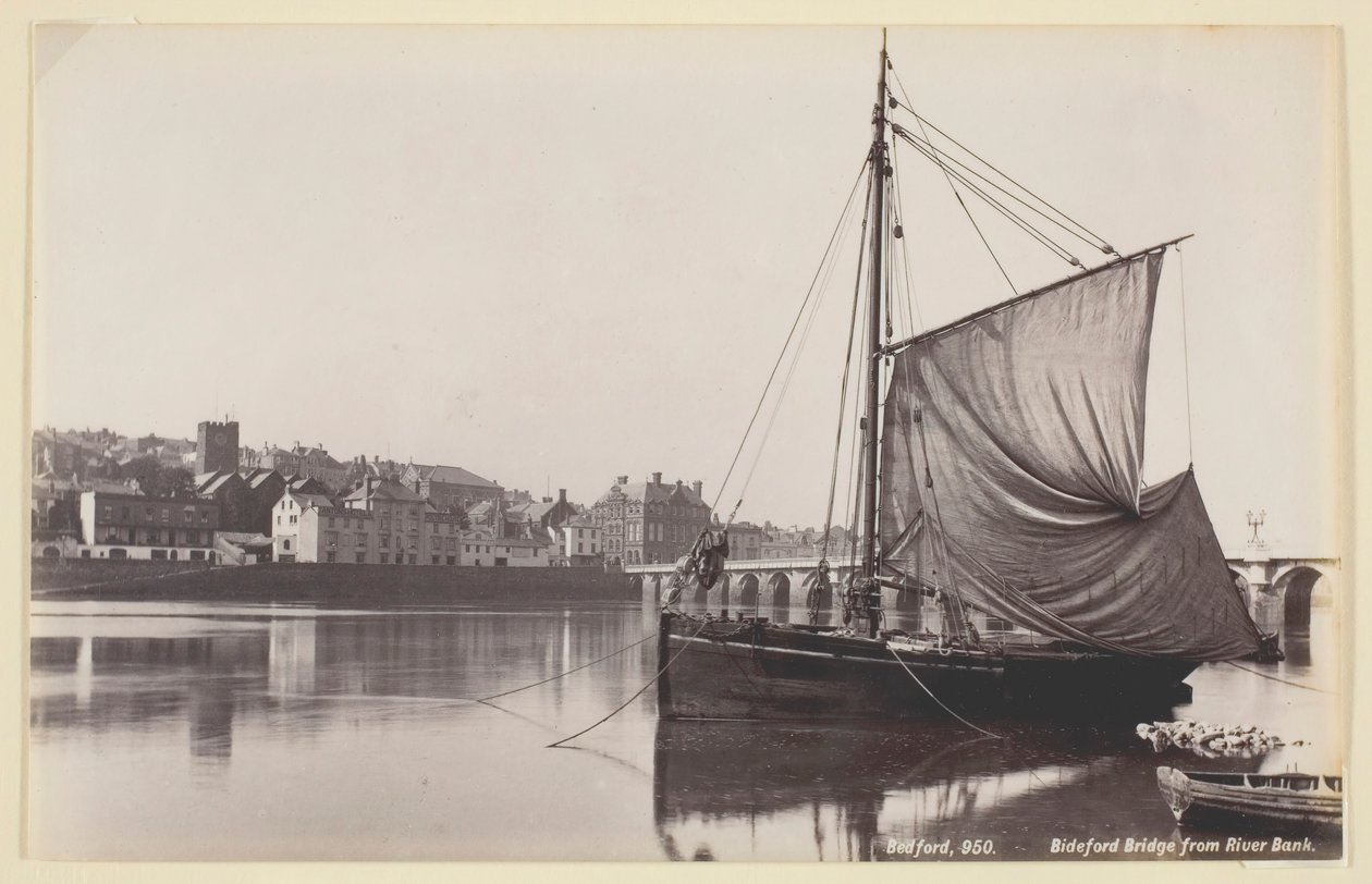 Ponte Bideford da margem do rio, 186094. de Francis Bedford