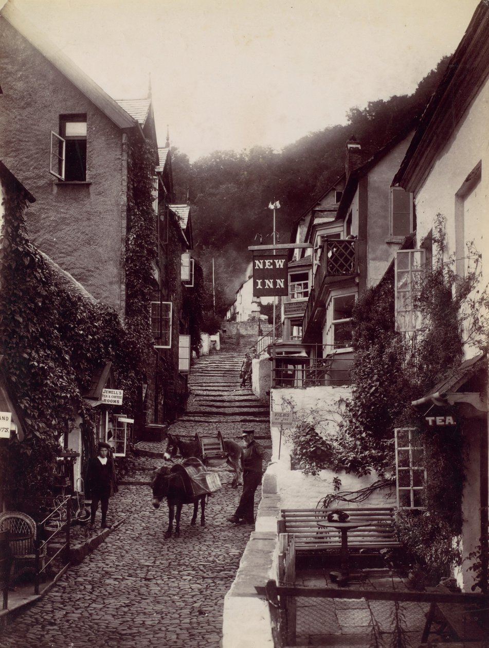 Clovelly, The New Inn and Street, década de 1870. de Francis Bedford