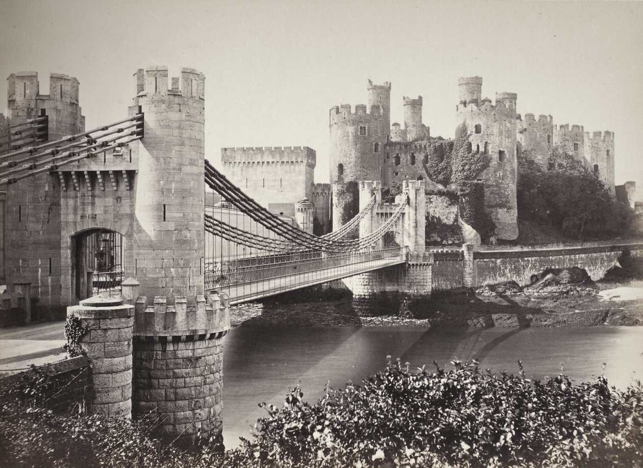 Castelo de Conwy e ponte suspensa vistos da ilha (687) de Francis Bedford