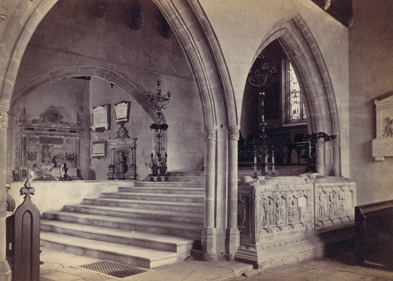 Monumentos e Escadaria da Capela, Igreja Tenby, década de 1870. de Francis Bedford