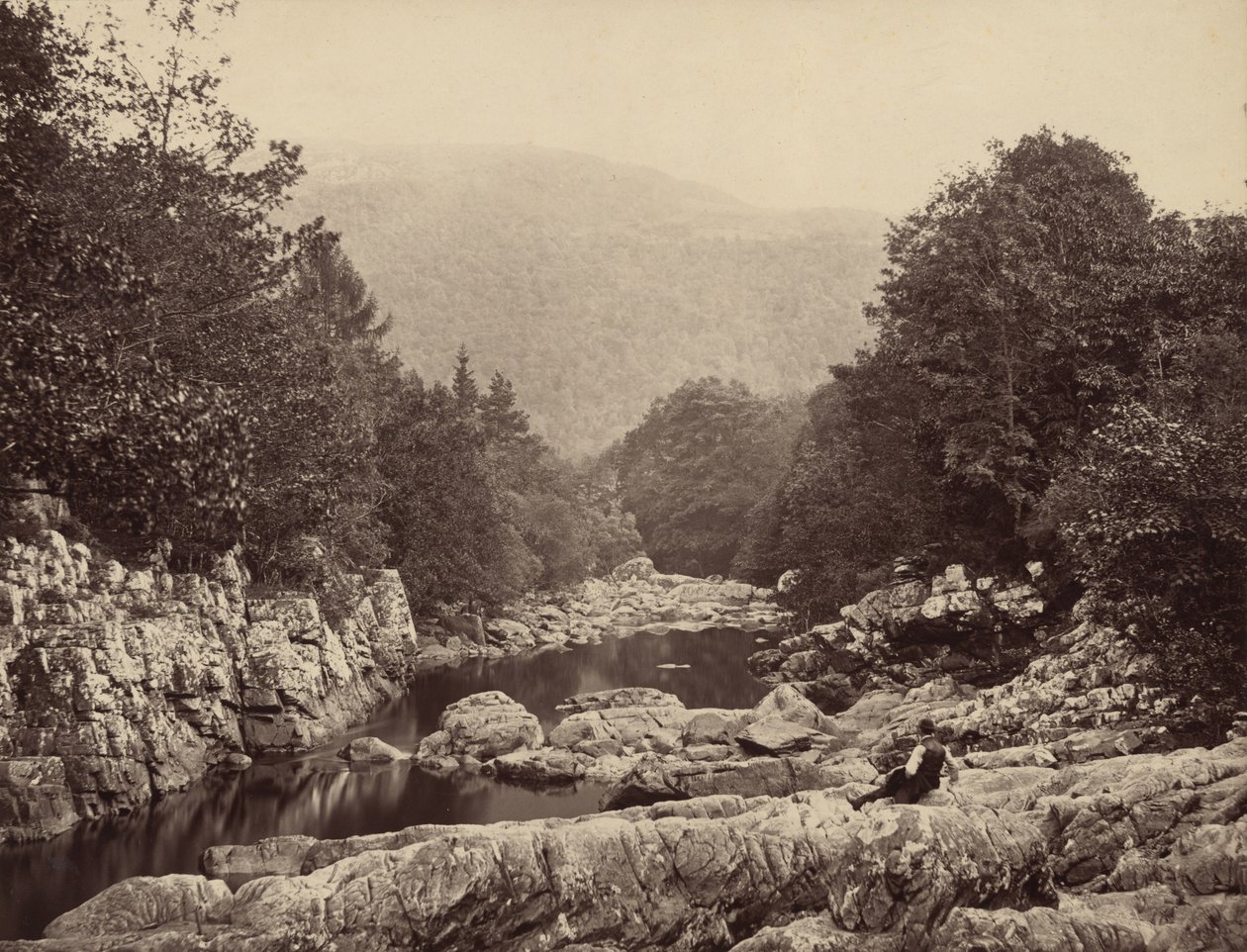 No rio Llugwy, na ponte dos mineiros, Betws-y-Coed, 1860 (foto) de Francis Bedford