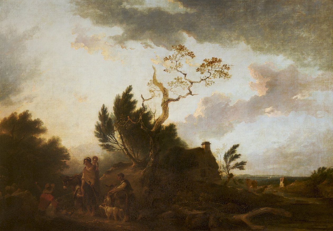 Uma extensa paisagem com ciganos de Francis Bourgeois