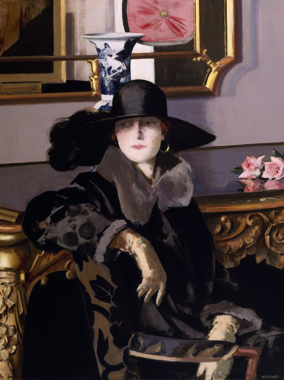 A Lady in Black (óleo sobre tela) de Francis Campbell Boileau Cadell