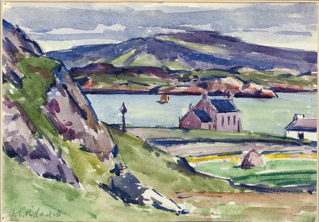 Figura e Kirk, Iona (lápis & w - c no papel) de Francis Campbell Boileau Cadell