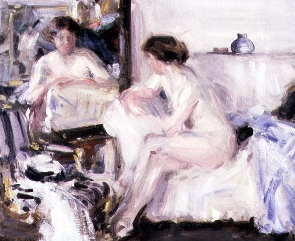 Sentado nu sobre um sofá (óleo sobre tela) de Francis Campbell Boileau Cadell