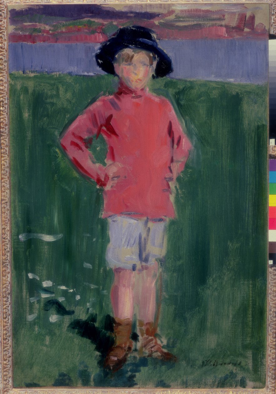 Menino jovem, ligado, a, costa, iona de Francis Campbell Boileau Cadell