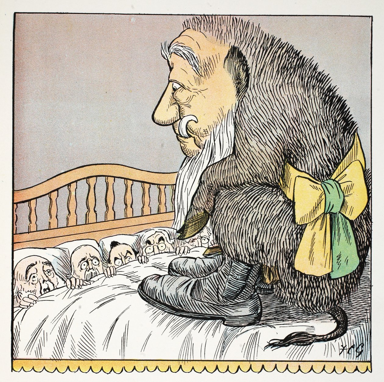 O, ilustração do alfabeto de Struwwelpeter, verso por Harold Begbie (1871-1929) de Francis Carruthers Gould