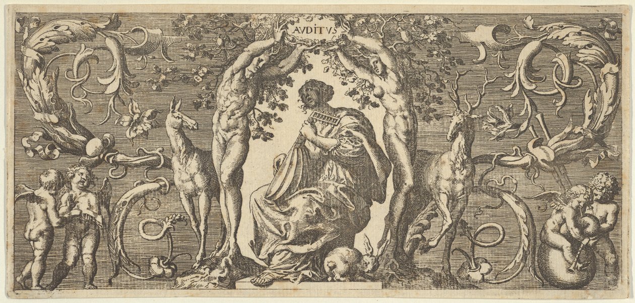 Audição Audição, dos Cinco Sentidos Cinco Sentidos, ca. 1655 de Francis Cleyn