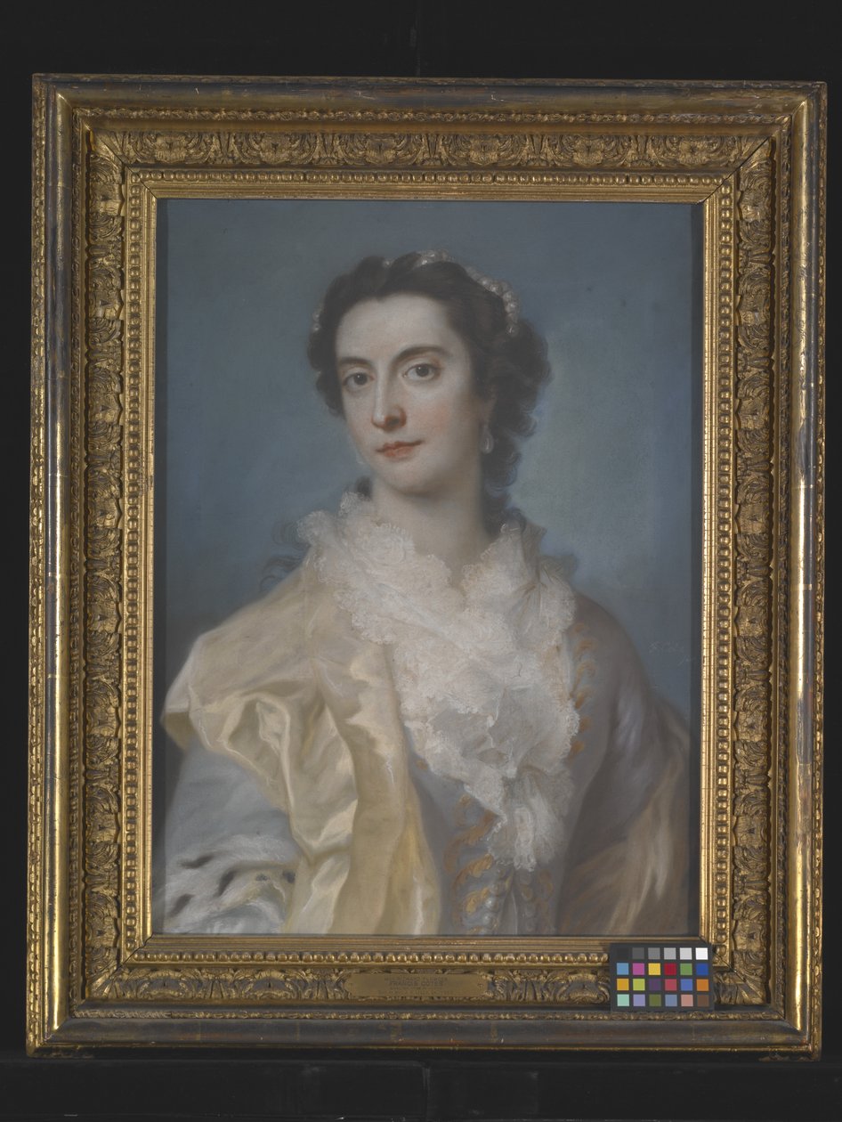 Retrato de uma senhora, data desconhecida (pastel sobre papel, montado) de Francis Cotes