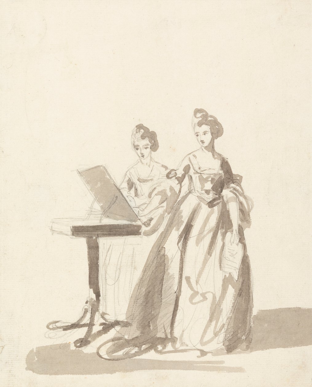 Estudo para o retrato da Princesa Louisa e da Rainha Caroline Matilda da Dinamarca de Francis Cotes