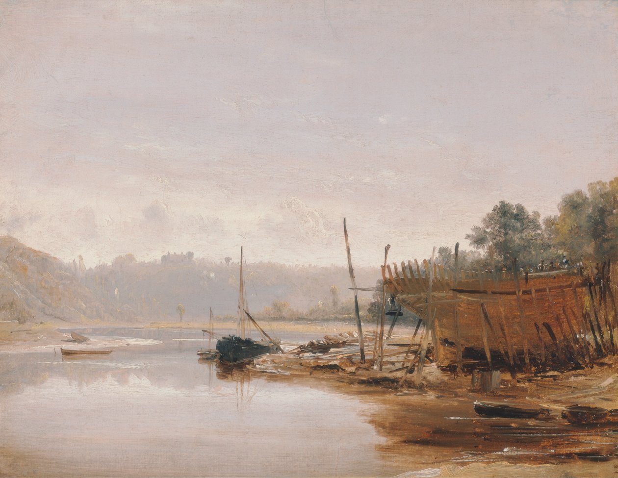 Edifício do barco perto de Dinan, Bretanha de Francis Danby