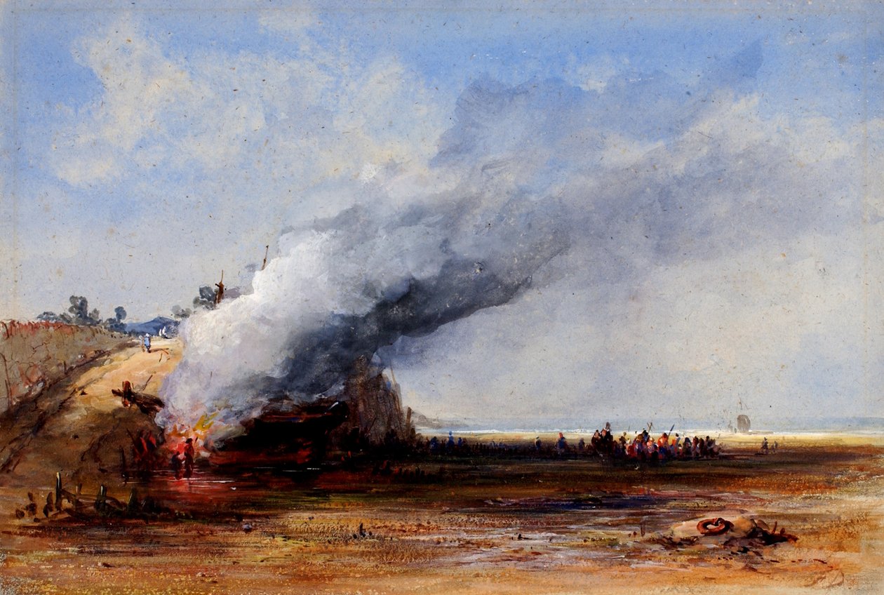 Queima de um Barco Velho, século XIX. de Francis Danby