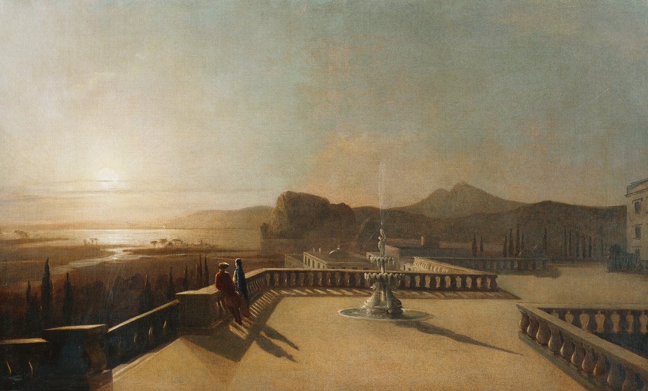 Figuras em um terraço enluarada de Francis Danby