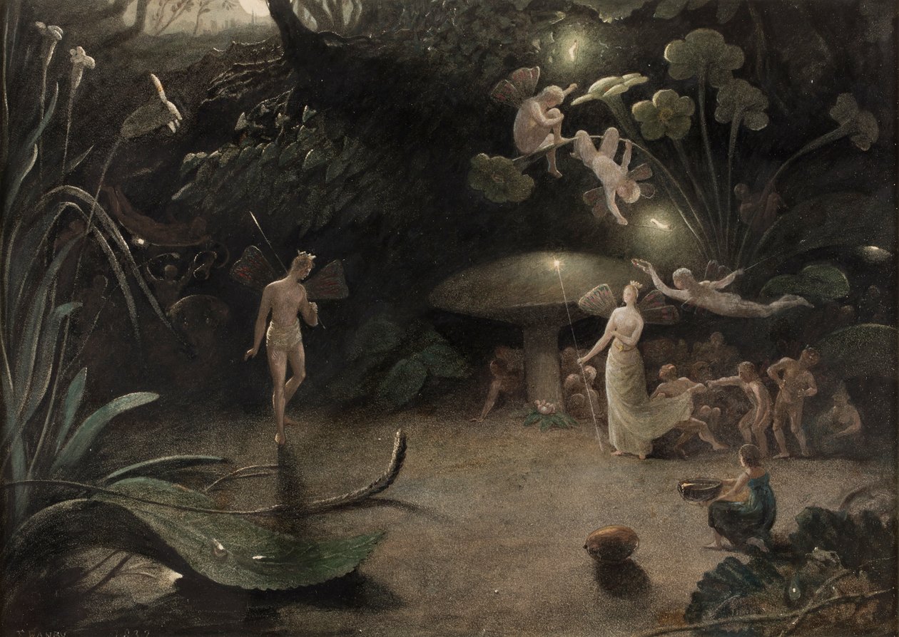 Cena de Sonho de uma Noite de verão, c.1832 (aguarela sobre papel) de Francis Danby