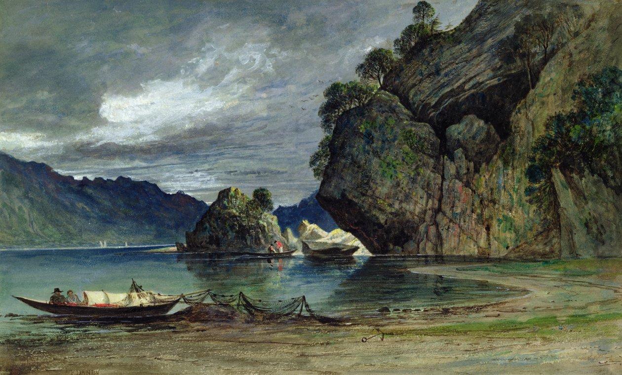 A aproximação de uma tempestade em Liensfjord (aquarela em papel) de Francis Danby