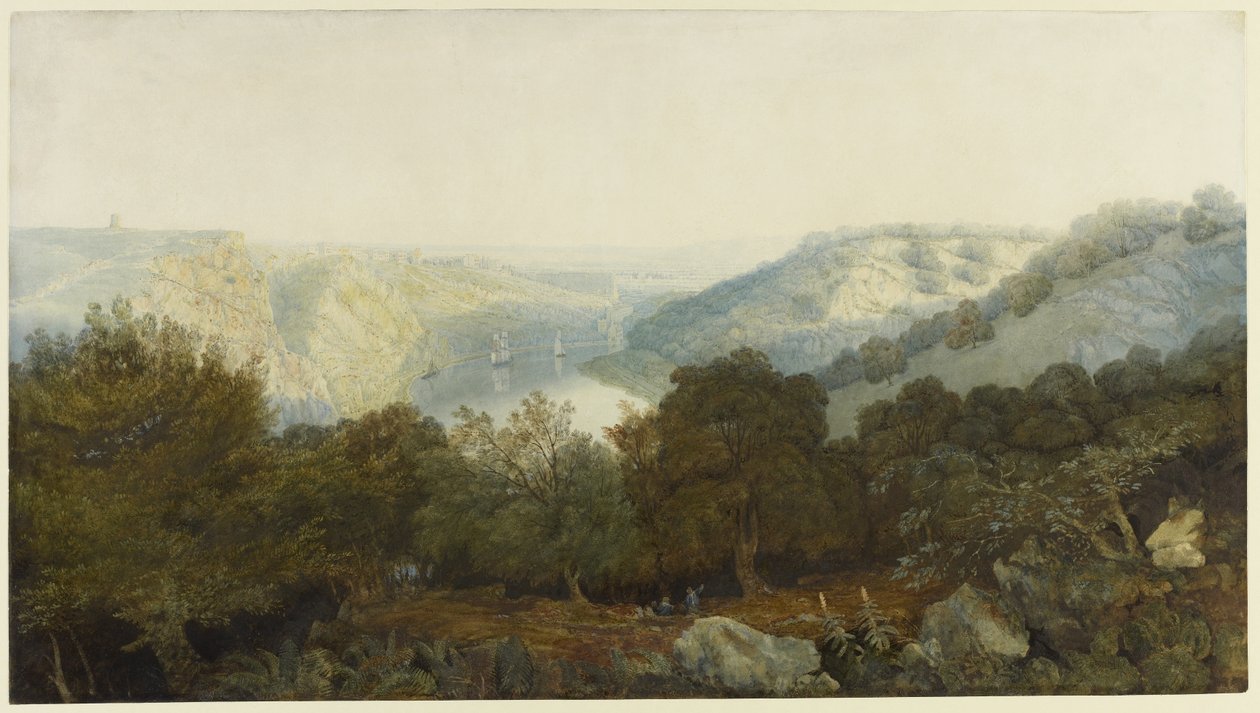 O Avon Gorge com Clifton e os Hotwells, Bristol, c.1820 (wc e bodycolour sobre grafite em papel wove) de Francis Danby