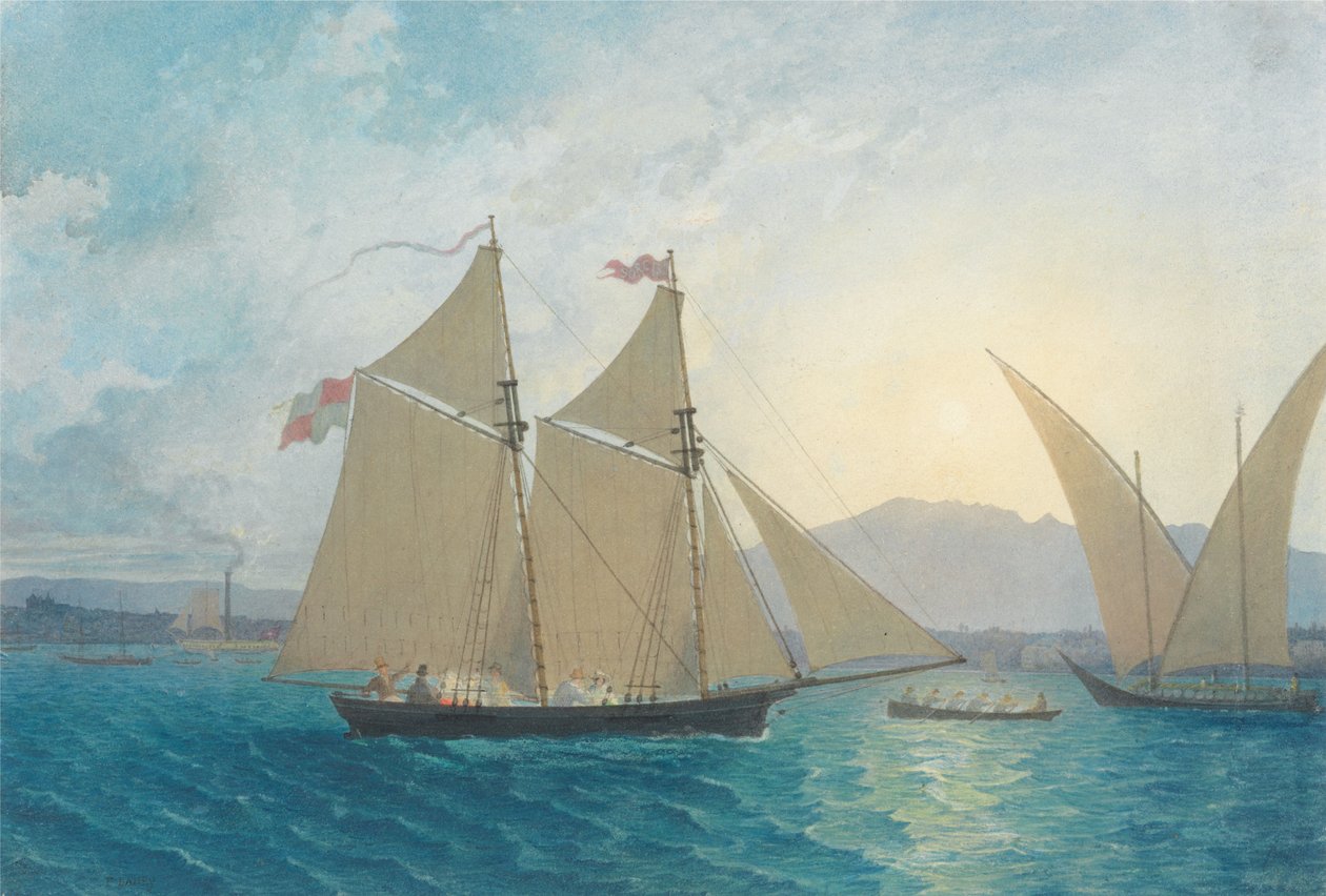 O lançamento à água de «La Sorcière» no Lago de Genebra de Francis Danby