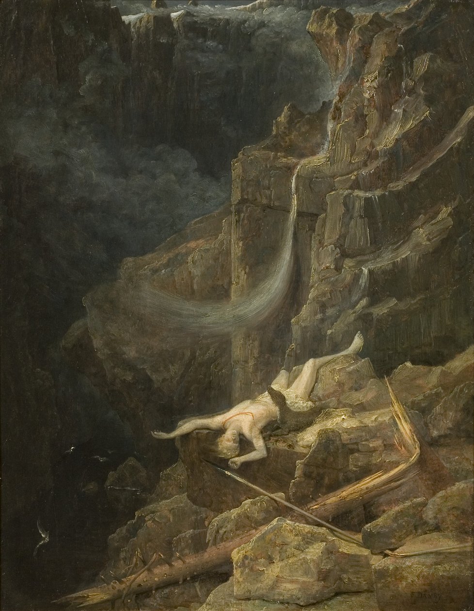 The Precipice, c.1827 (óleo sobre painel) de Francis Danby