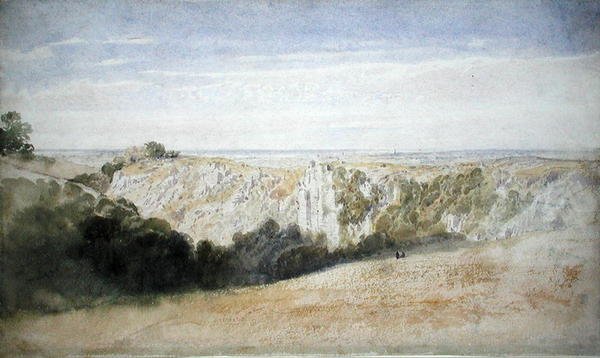 Vista perto do Desfiladeiro Cheddar (aguarela sobre papel) de Francis Danby