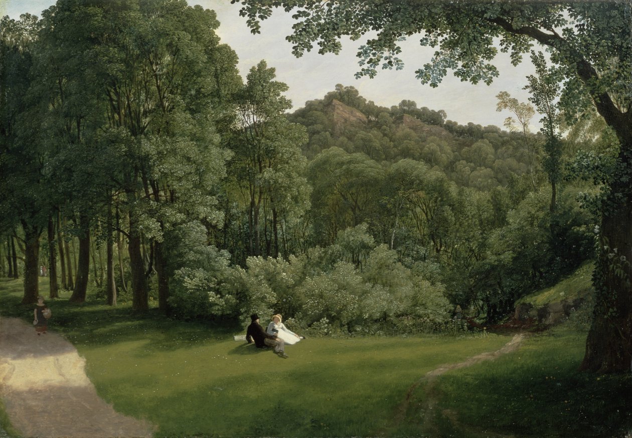 Vista de Blaise Castle Woods (óleo no painel) de Francis Danby