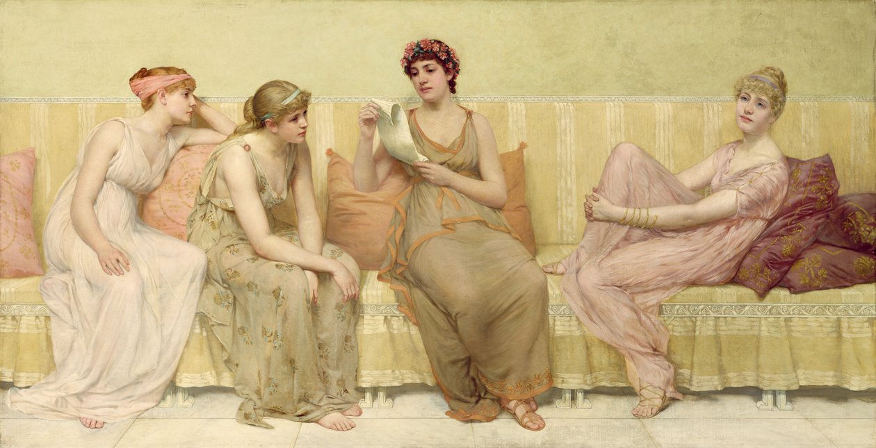 Lendo a história de Oenone, c.1883 de Francis Davis Millet