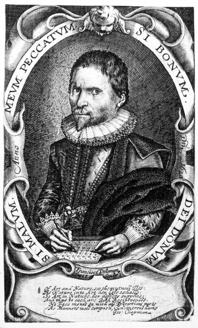Retrato de um cavalheiro que se acredita ser Thomas Harriot, c.1620 de Francis Delaram