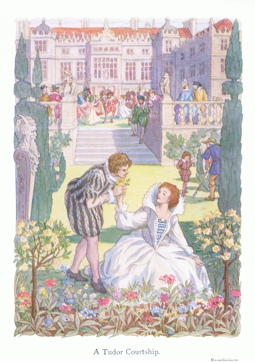 Um namoro Tudor (litografia a cores) de Francis Donkin Bedford