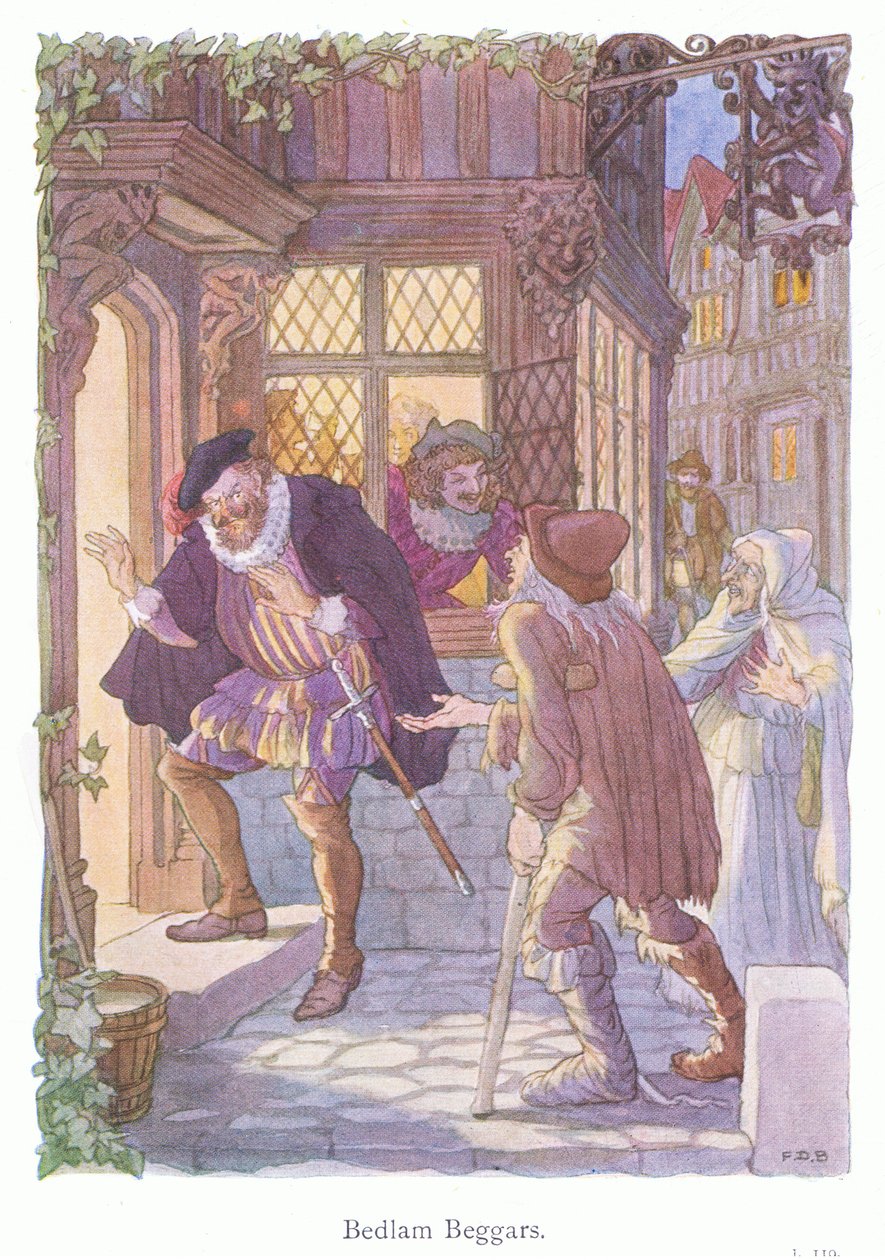 Bedlam Beggars (litografia a cores) de Francis Donkin Bedford