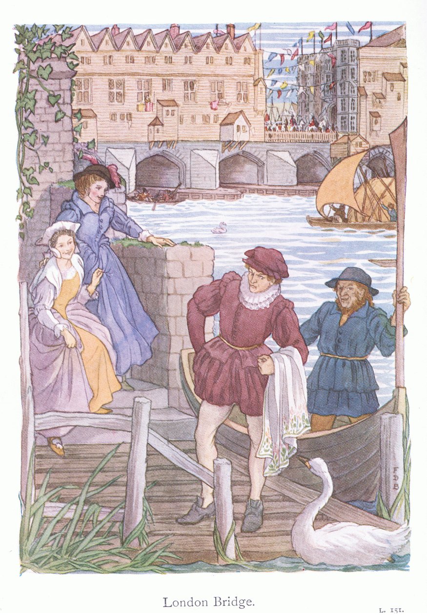 Ponte de Londres (litografia a cores) de Francis Donkin Bedford