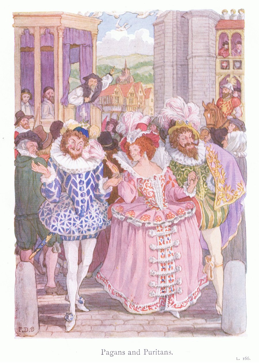 Pagãos e puritanos (litografia a cores) de Francis Donkin Bedford