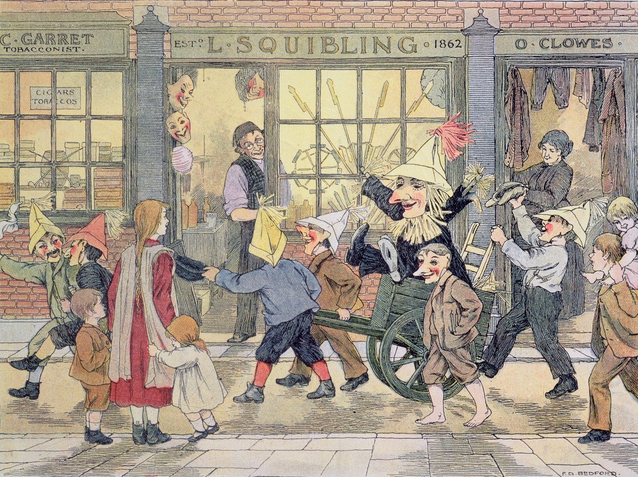 "Penny for the Guy", de "The Book of Shops" (O Livro das Lojas) de Francis Donkin Bedford