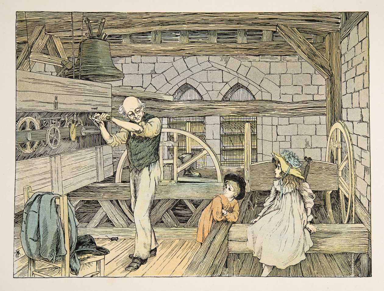 The Clockwinder, de Four and Twenty Toilers, pub. 1900 (litografia a cores) de Francis Donkin Bedford