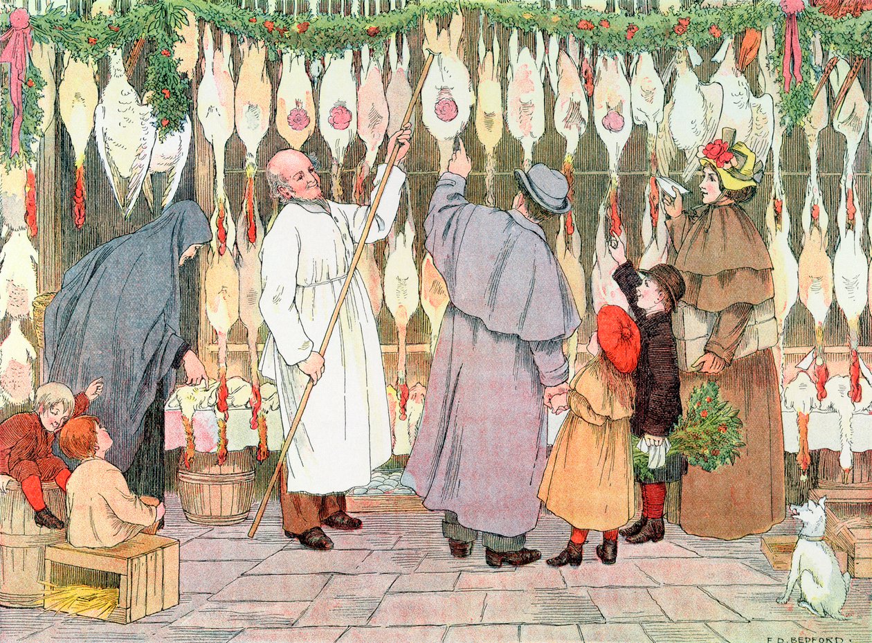 O Poulterer, 1899. Do Livro das Lojas, 1899 de Francis Donkin Bedford