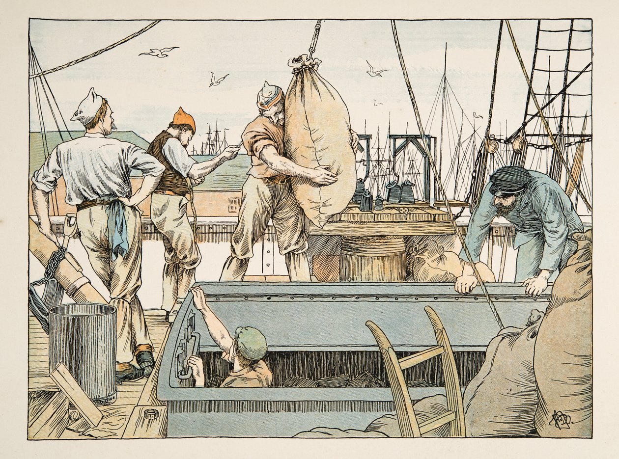 The Stevedore, de Four and Twenty Toilers, pub. 1900 (litografia a cores) de Francis Donkin Bedford