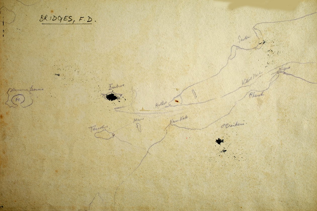Mapa (caneta e tinta sobre papel) de Francis Doveton Bridges